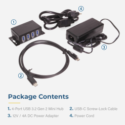 4 Port USB 3.2 Gen 2 Mini Powered Hub w/ ESD Surge Protection & Power Adapter - Image 6