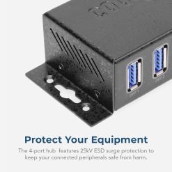 4 Port USB 3.2 Gen 2 Mini Powered Hub w/ ESD Surge Protection & Power Adapter - Image 3