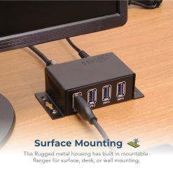 4 Port USB 3.2 Gen 2 Mini Powered Hub w/ ESD Surge Protection & Power Adapter - Image 4