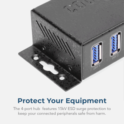 4 Port USB 3.2 Gen 1 Mini Powered Hub w/ ESD Surge Protection & Power Adapter - Image 4