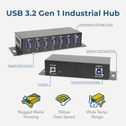 Alternative view of 7 Port USB 3.2 Gen 1 Mini Powered Hub w/ ESD Protection & Power Adapter