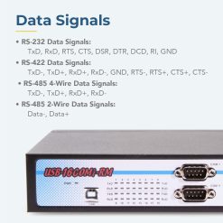 Alternative view of 16 Port USB to RS-232 422/485 Metal Serial Adapter DIN-Rail Mount