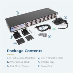 16 Port USB to RS-232 422/485 Metal Serial Adapter DIN-Rail Mount - Image 5