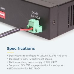 16 Port USB to RS-232 422/485 Metal Serial Adapter DIN-Rail Mount - Image 6