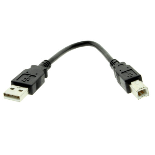 USB Cable A to B 8-inch High-Speed USB 2.0 Device Cable Black - Image 2