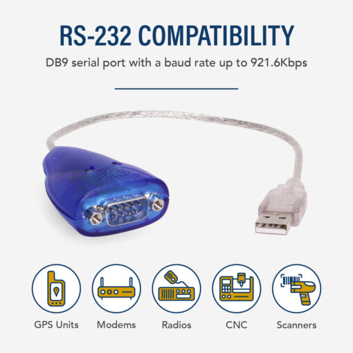 USB to Serial RS-232 DB9 Adapter FTDI Chipset w/ 15kV ESD Protection, Windows 11 Support - Image 4