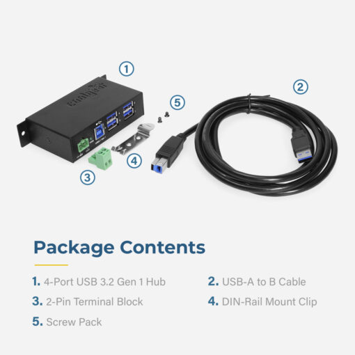4 Port USB 3.2 Gen 1 Powered Hub w/ ESD Surge Protection - Image 6