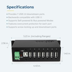 7 Port USB 2.0 Hub w/ Screw Locking Ports - Image 4