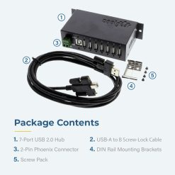 7 Port USB 2.0 Hub w/ Screw Locking Ports - Image 5