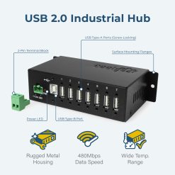 Alternative view of 7 Port USB 2.0 Hub w/ Surge Protection & Screw Locking Ports