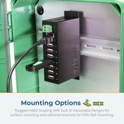 7 Port USB 2.0 Hub w/ Surge Protection & Screw Locking Ports - Image 4