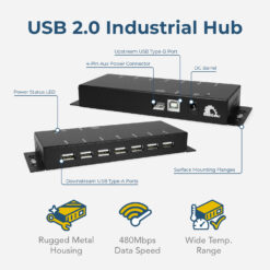 7 Port USB 2.0 Slim Powered Hub w/ Power Adapter hub