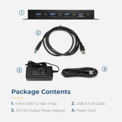 4 Port USB 3.2 Gen 1 Hub w/ Screw-Locking Ports & Status LEDs - Image 5